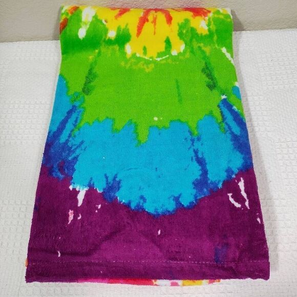 Rainbow Tie Dye Beach Towel -P - Picture 2 of 3